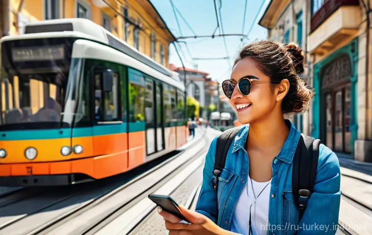 튀르키예 여행 중 필수 애플리케이션 - **Urban Navigation and Discovery in Istanbul:**
    A vibrant, sunlit scene featuring a young adult ...