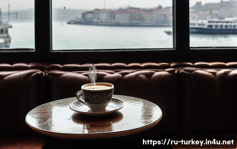 튀르키예의 겨울 축제와 이벤트 - **Winter Morning in Istanbul Cafe:** A serene and cozy indoor shot from a traditional Turkish cafe i...