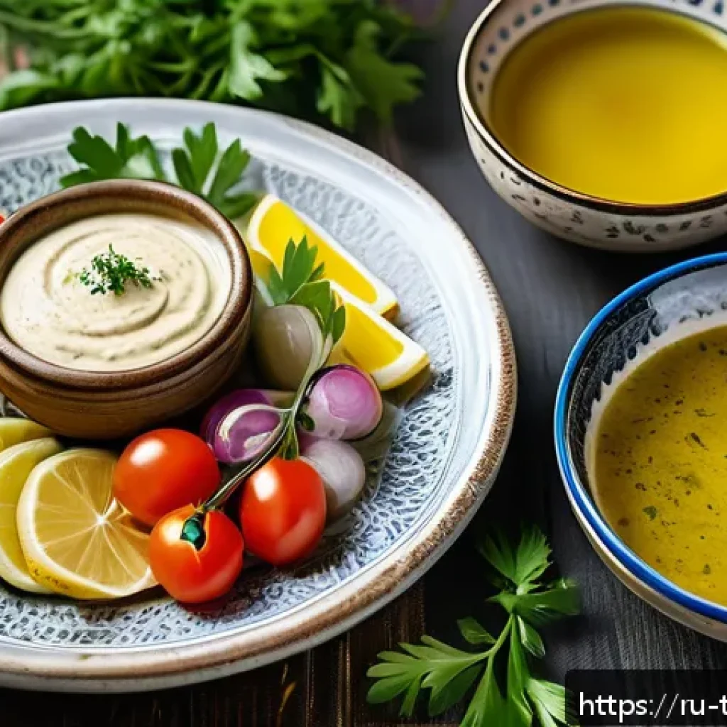 튀르키예 가정식 요리법 - A cozy Turkish home dining table set with an assortment of traditional meze appetizers, including ba...