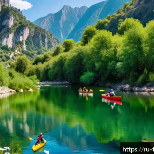 Home 32 튀르키예 주요 하천과 자연 경관 - A serene river scene in Turkey surrounded by majestic mountains, featuring crystal-clear water refle...