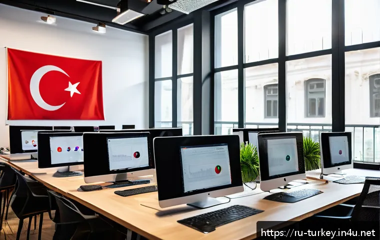 튀르키예 독특한 경제 관련 뉴스 - A bustling modern Turkish startup office in Istanbul, featuring diverse young entrepreneurs collabor...