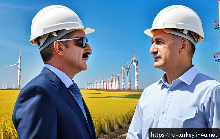 튀르키예와 러시아의 외교 관계 - A detailed and realistic scene of a modern energy partnership between Turkey and Russia, featuring e...