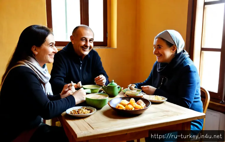 튀르키예에서의 다문화 교류 - Photorealistic multicultural community workshop in Istanbul, Turkish and Russian-speaking adults of ...